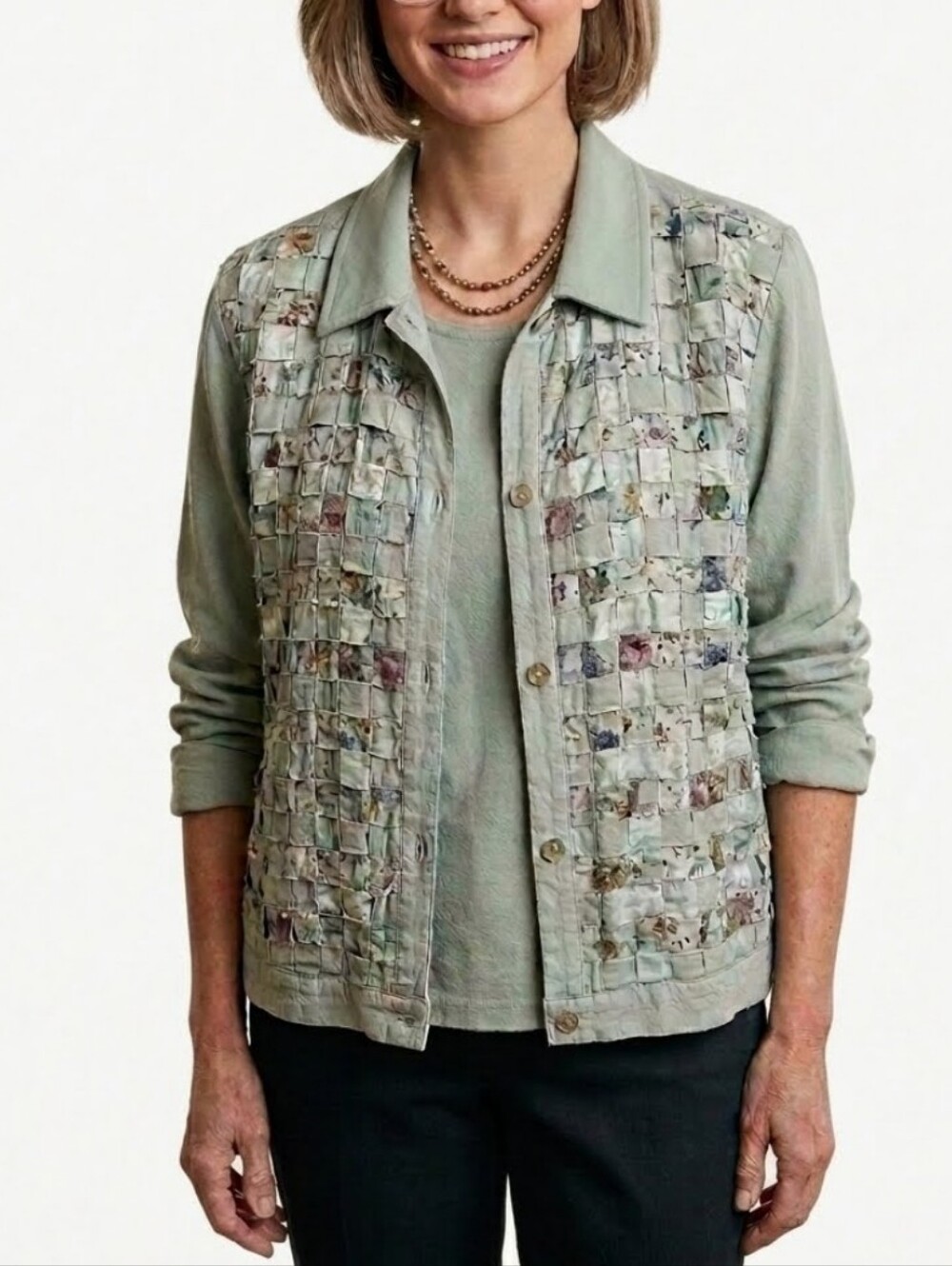 Vintage 90s Y2K Lattice Cottagecore Grannycore Shabby Chic Button-Up Shirt